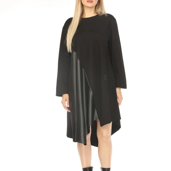 Black Hope Graphic Asymmetrical Dress - Picture 2 of 6